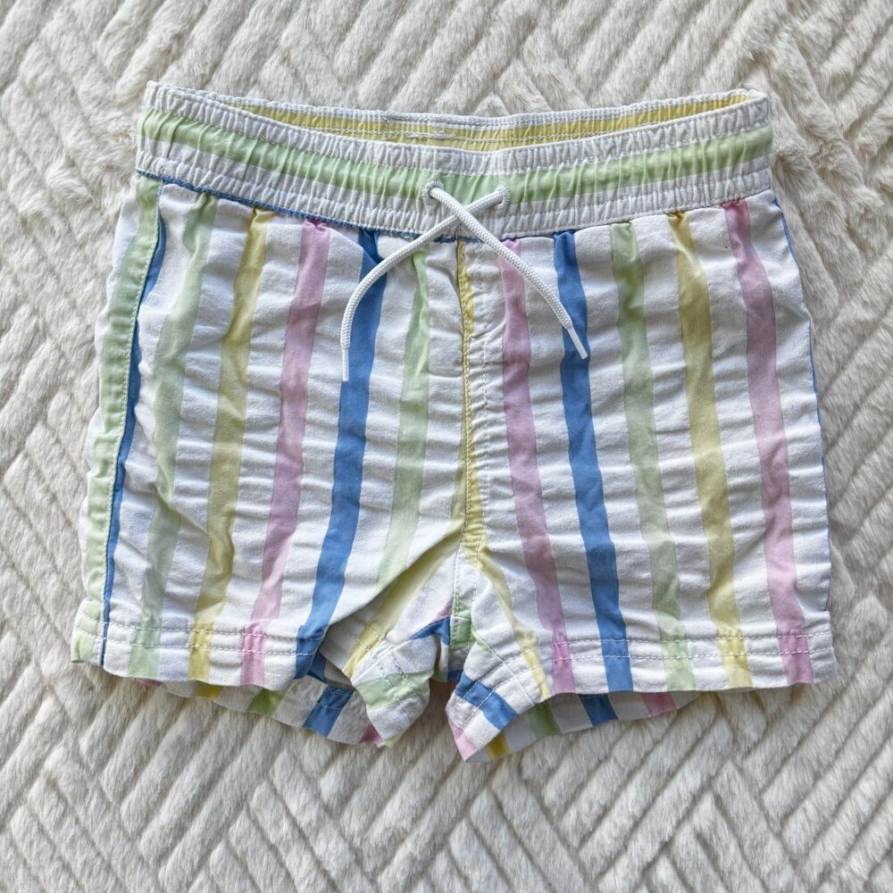 Janie and Jack Baby 18-24M Stripe Swim Trunks Pastel Lined Shorts